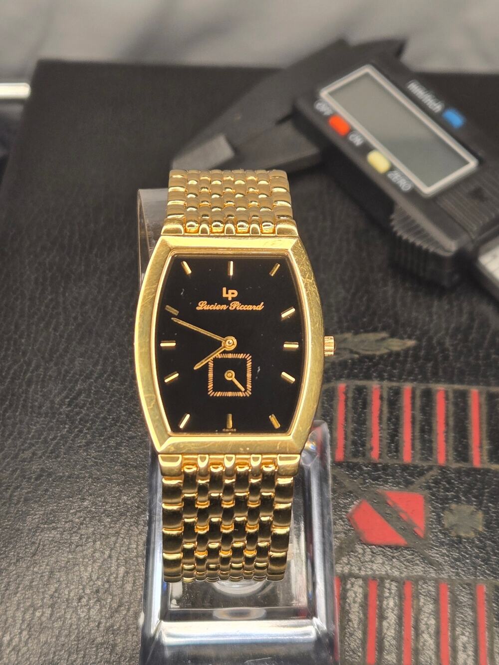 Lucien Piccard Men's Gold Dress Swiss Sapphire Crystal
